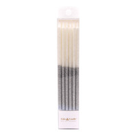 SILVER Glitter Dipped Cake Candles (Pack of 12)