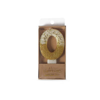 8cm GOLD Glitter Dipped Candle - NUMBER 0