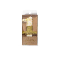 8cm GOLD Glitter Dipped Candle - NUMBER 1