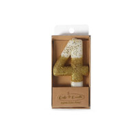 8cm GOLD Glitter Dipped Candle - NUMBER 4*