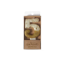 8cm GOLD Glitter Dipped Candle - NUMBER 5*