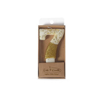 8cm GOLD Glitter Dipped Candle - NUMBER 7*