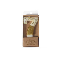 8cm GOLD Glitter Dipped Candle - NUMBER 7