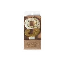 8cm GOLD Glitter Dipped Candle - NUMBER 9*