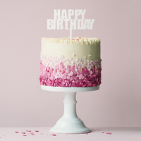 BOLD White Happy Birthday Cake Topper