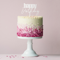 CURSIVE White Happy Birthday Cake Topper