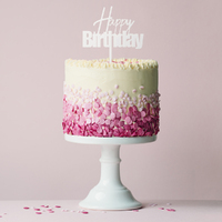 FUN White Happy Birthday Cake Topper*