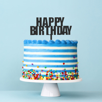 BOLD Black Happy Birthday Cake Topper