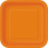 Pumpkin Orange Square Paper Plates (18cm) - Pk 16