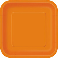 Pumpkin Orange Square Paper Plates (23cm) - Pk 16