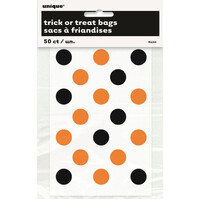 Orange & Black Dot Treat Bags - Pk 50