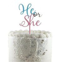 He or She Gender Reveal Cake Topper