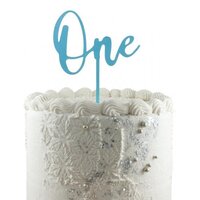 "One" Light Blue Cake Topper