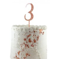 No. 3 Rose Gold Glitter Cake Topper