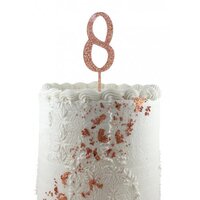 No. 8 Rose Gold Glitter Cake Topper