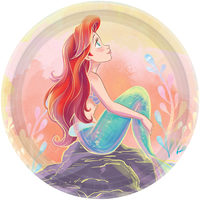 The Little Mermaid 18cm Round Paper Plates - Pk 8