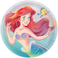 The Little Mermaid 23cm Round Paper Plates - Pk 8