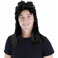 Long Black Mullet Wig (32cm)