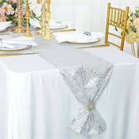 Silver Sequin Table Runner (180x30cm)