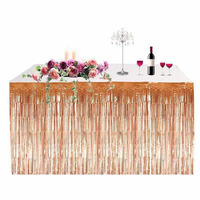 Metallic Rose Gold Fringed Table Skirt (275x75cm)