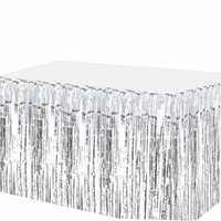 Metallic Silver Fringed Table Skirt (275x75cm)