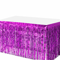 Metallic Hot Pink Fringed Table Skirt (275x75cm)
