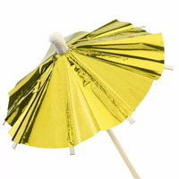 Gold Cocktail Umbrella Picks - Pk 10