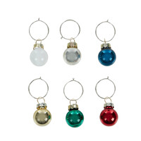 Xmas Bauble Wine Charms (2cm) - Pk 6