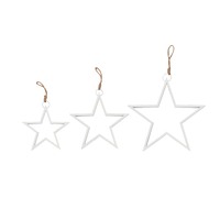White MDF Star Hanging Decoration - Pk 3
