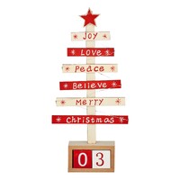 Wood Tree Christmas Advent Countdown Decoration (17x5x36cm)