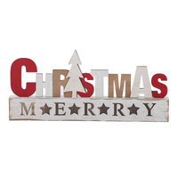 Wood Christmas Merry Tabletop Sign (35x15cm)