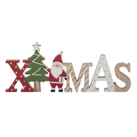 Wood Xmas Santa Sign Decoration (40x2x16cm)