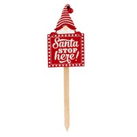 Santa Stop Here! Red Yard Sign Stake (21x75cm)