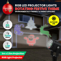 Solar Light Rotating LED Projector (Santa, Reindeer, Xmas Tree, Stocking)