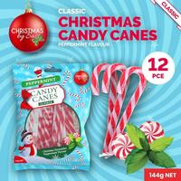 Peppermint Christmas Candy Canes - Pk 12