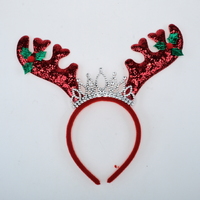 Red Glitter Christmas Antler & Tiara Headband (16x25cm)
