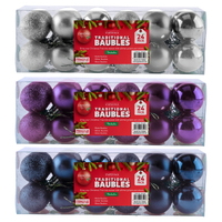 Asstd. Finish Xmas Baubles (4cm) - Pk 24