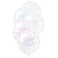 Asstd. Pastel Baby Shower Pearl White Latex Balloons (30cm) - Pk 5