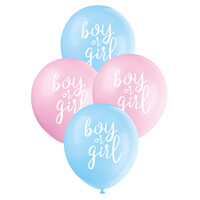 Mixed Pink & Blue Gender Reveal Latex Balloons (30cm) - Pk 8