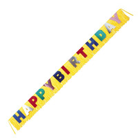 Giant Yellow Foil Fringed Happy Birthday Banner (3M)