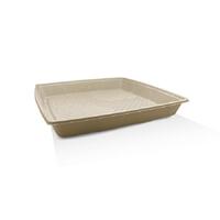 40cm Square Sugarcane Takeaway Platter & RPET Lid