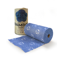Natural Bamboo Heavy Duty BLUE Cleaning Wipes - 90sheets/roll