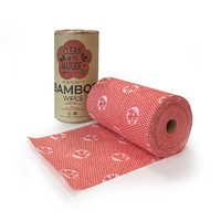 Natural Bamboo Heavy Duty RED Cleaning Wipes - 90sheets/roll