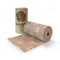 Natural Bamboo Heavy Duty BROWN Cleaning Wipes - 90sheets/roll
