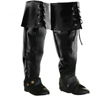 Black Lace-Up Pirate Boot Covers (Pair)