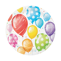 18cm Birthday Balloon Bash Paper Plates - Pk 8