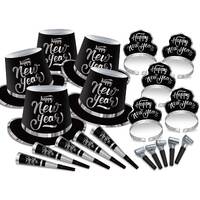 New Year's Party Box Kit Black & Silver for 20 People