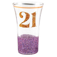 Purple/Gold 21 Glitterati Shot Glass (9cm)