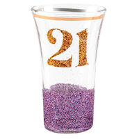 Purple/Gold 21 Glitterati Shot Glass (9cm)