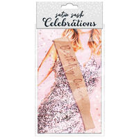 Birthday Queen Rose Gold Glitter Satin Sash